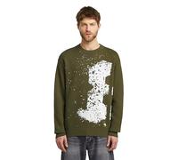 G-STAR Sprayed 89 GR Relaxed R Knit Sweat-Shirt, Vert (Dark Olive D27772-d488-c744), S Homme