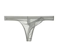G String Homme Ultra-Mince Transparent Maille Tanga Nez Éléphant Séparation Boule Respirant et Sensation Sous-vêtements Hommes Brillant String Homme, gris, M