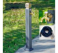 G Support de robinet d'extérieur - Robinet de jardin vertical sans gel avec double robinet et pistolet pulvérisateur - Support de tuyau monté au sol pour un accès facile à l'eau