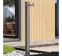 G Support de tuyau, poteau d'eau gris de 40 cm avec entrée inférieure, et facile à installer pour une utilisation dans le jardin