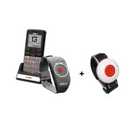 G-TELWARE Maxcom MM715 Téléphone portable pour personnes âgées avec bracelet SOS + émetteur de bracelet de rechange