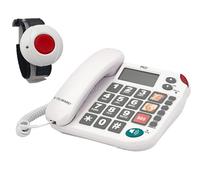 G-TELWARE PRO (nouveauté mondiale) Silence SOS Technique/Paramètre SOS réglable Modèle 2023-2024 Téléphone d'urgence pour personnes âgées avec émetteur SOS sans fil, téléphone fixe - 1 émetteur manuel