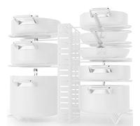 G-TING Rangement pour casseroles à 8 niveaux, pour organisation de la cuisine, supports réglables pour couvercles de casseroles et poêles, 3 méthodes d’installation (blanc)