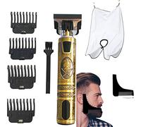 G Tondeuse Cheveux Hommes + Rasoir Électrique Homme À Grille Sans Fil Barbe Electriques Professionnelle,Rasoir Barbe,Écran LED, Rechargeable KIT TABLIER POCHOIR CONTOURS OFFERTS, Or