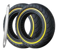 G.V.SHOP® Roue Pleine 10x2.5 (36mm) pour Trottinette Électrique - Pneu Solide Anti-Crevaison Compatible Xiaomi Ducati Lexgo Vivobike S2 60/70-6.5 (Jaune 2pcs+Levier)