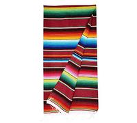 G-wukeer Couverture Mexicaine, Couverture De Table De Nappe Rayée De Nappes De Coton Mexicain De Glands pour La Style Ethnique Couverture de Plage De Fête, 150x200cm