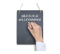 G. Wurm GmbH + Co. KG Tableau en ardoise à écrire soi-même avec ruban de jute à suspendre - 20 x 25 cm - Par exemple comme tableau mémo dans la cuisine ou tout simplement pour des messages décoratifs