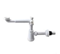 G1-1/2 Tuyau de vidange mural pour évier de cuisine avec bouteille anti-odeur, siphon flexible réglable en polypropylène pour piège efficacement les odeurs et installation peu encombrante, blanc