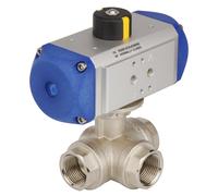 G1-1/4'' Vanne À Boule Pneumatique À 3 Voies En Laiton Ouvrir Par Ressort - BL3BA