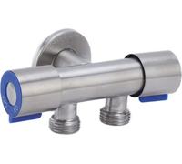 G1/2 Acier inoxydable 1 entrée 2 sorties robinet d'équerre double poignée doublerobinet d'eau froide
