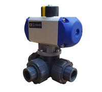 G1/2 Pouce L-Perçage 3-Chemins Vanne À Boule Pneumatique Double Effet PTFE