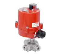 G1/4'' Vanne à Bille 3 Voies L-Port en Acier Inoxydable avec Actionneur Électrique 100-240 V AC