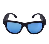 G1 Production d'os Casque de lecture de musique verres polarisés Lunettes de soleil Cadre noir Lentille bleue