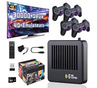 G11 Pro Console de Jeux Vidéo 4K avec 30 000/40 000/60 000+ Jeux Rétro Intégrés, 40/50/60+ Émulateurs, avec Manette sans Fil 2,4 GHz, Jeux TV Rétro Plug and Play, Joystick 3D (4 Manettes de Jeu, 64G)