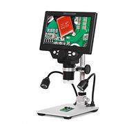 G1200 Microscope numérique 7 pouces grand écran couleur LCD avec grande base 12MP 1-1200X Loupe grossissante continue avec support en alliage d'aluminium avec deux lumières de remplissage