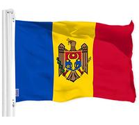 G128 Drapeau de la Moldavie | 0,9 x 1,5 m | Polyester imprimé 150D - Intérieur/extérieur, couleurs vives, œillets en laiton, polyester de qualité, beaucoup plus épais que le polyester 100D 75D