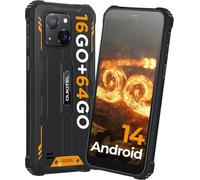 G2 Téléphone Portable Incassable Android 14, 16Go+64Go/1To Tf Smartphone Incassable, 6300Mah Batterie, 13Mp Caméra, 6.0"" Hd+ Telephone De Chantier, Dual Sim/Fingerprint/Otg/Gps, Orange