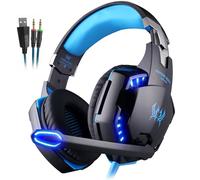 G2000 Blue KOTION-Casque de jeu stéréo à basses profondes avec microphone et lumière LED, pour PS4, téléphone, ordinateur portable, PC ""Nipseyteko