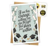 G21 Carte de remise de diplôme 2026 « If One Has Courage Light That Shines » - Cadeau pour lycéen, lui, elle, amie, carte de vœux pour diplômé - 13 x 20 cm