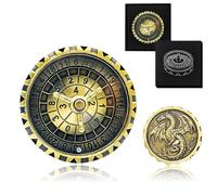 G21 Spinner de Roulette pour Ensemble de dés DND, D20 dé Métallique Dragon avec Coffret Cadeau pour Jeu Dungeons and Dragons, Jeu de rôle RPG, Cadeau pour Jeu de Table (Or Antique)
