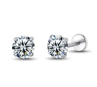 G23 Hypoallergénique 18g Piercing Studs à dos plat | Boucles d'oreilles titane de qualité Implant F136 à pression sans fil PushPop dans le cartilage Helix Labret Lip Tragus