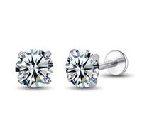G23 Hypoallergénique 18g Piercing Studs à dos plat | Boucles d'oreilles titane de qualité Implant F136 à pression sans fil PushPop dans le cartilage Helix Labret Lip Tragus