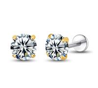 G23 Hypoallergénique 18g Piercing Studs à dos plat | Boucles d'oreilles titane de qualité Implant F136 à pression sans fil PushPop dans le cartilage Helix Labret Lip Tragus