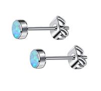 G23 Titane Opale Boucles D'oreilles pour Femmes Filles Hypoallergénique Pierre De Naissance Sans Nickel 5mm Boucles D'oreilles pour Oreilles Sensibles Bijoux De Mode