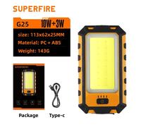 G25 COB XPE SUPERFIRE-Lampe de Travail G25 COB + XPE avec Aimant et Banque d'Alimentation, Torche Étanche Rechargeable par USB C, Lanterne d'Extérieur ""Nipseyteko