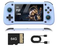 G28 Console de Jeu Portable, écran IPS de 4.3", 30 000 Jeux rétro avec Système Linux Open Source, Carte TF 64/128GB, Batterie 3500 mAh(Blue,64G)