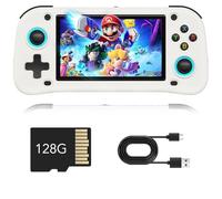 G28 Console de Jeu Portable, écran IPS de 4.3", 30 000 Jeux rétro avec Système Linux Open Source, Carte TF 64/128GB, Batterie 3500 mAh(White,128G)