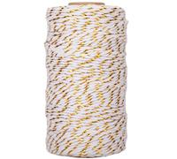 G2PLUS 100M Ficelle Corde Blanc Coton avec Fil d'or,2mm Ficelle Noel Ficelle Bakers Twine combinée Or - Emballage de Cadeaux pour Décoration, Loisirs Créatifs,Noël