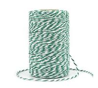 G2PLUS 100M Ficelle Coton Noël Ficelle Vert et Blanc 2MM Ficelle Cadeau Decorative Cordes pour l'emballage de Cadeaux de Noël et Bricolage Artisanat