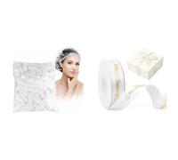 G2PLUS 100PCS Bonnets de Douche et Ruban en Satin Blanc