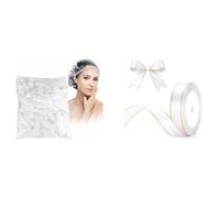 G2PLUS 100PCS Bonnets de Douche et Ruban Satin Blanc