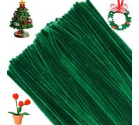 G2PLUS 100PCS Fil Chenille Vert Foncé,Tiges Chenille 6mm x 30cm