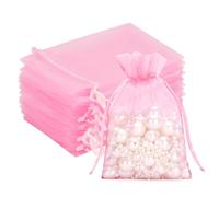 G2PLUS 100PCS Sacs Organza,Sachets Pochettes Cadeau en Organza Sac à Bijoux,Sachets pour Lavande pour Bijoux Cadeaux Bonbons Marriage-7x9cm Rose