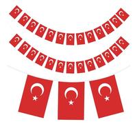 G2PLUS 11M Bannière Turquie Guirlande Drapeau Turquie avec 40 Petits Drapeau Tissu Coloré 14*21cm Bannière Fanion pour la fête Nationale,Événements Sportifs,Bar Intérieur Extérieur Jardin Décoration