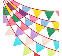 G2PLUS 12M Fanions Guirlande de Fanions Fanion de Couleur Drapeaux de Triangle Décoration pour Chambre à Coucher,Fêtes d'anniversaire ou Décoration de Mariage