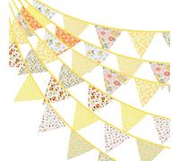G2PLUS 12m Fanions Guirlande de Fanions Jaune,Guirlande Tissu