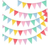 G2PLUS 12M Multicolor Fanions Banderole Fanion Toile de Jute 48PCS Fanion Jute en Imitation Lin,Drapeau Triangle pour Décoration de Mariages,Intérieure et Extérieure