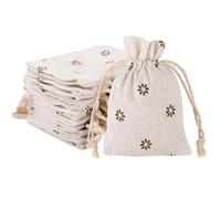 G2PLUS 20 PCS Sachets en Lin avec Motif Fleur Marguerite,Pochettes à Cordon 9×12 cm pour Bijoux ou Cadeaux