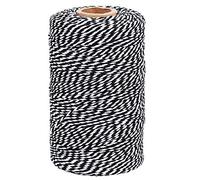 G2PLUS 200M Ficelle Coton Noël Cordelette Bicolore Noir et Blanc 2MM Ficelle Cadeau Decorative Cordes pour l'emballage de Cadeaux de Noël et Bricolage Artisanat