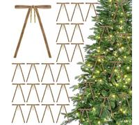 G2PLUS 24PCS Noeud en Velours Beige Doré: Nœuds de Noël en Velours 13 x 18 cm avec fil de 15 cm, pour sapin de Noël, Emballages Cadeaux et Décorations de Mariage