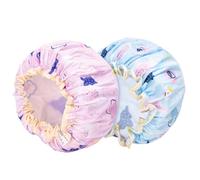 G2PLUS 2PCS Bonnets de Douche,Enfant Bonnet Chapeau De Douche Douche Étanche Cap Bonnets de Bain Réutilisables Convient aux Salons de Douche（Rose+Cyan）