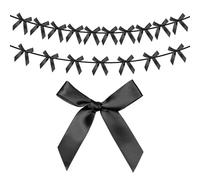 G2PLUS 2PCS Guirlande Noeud Noir,Bannière Pré-enfilée avec Nœuds Décoratifs,Guirlande en Ruban de 2.5M pour Anniversaire,Mariage,Fête.(12×13CM)