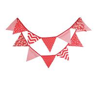 G2PLUS 3.3M Guirlande de Fanions,Fanions Bannière,Guirlande en Tissu Double Face Banderole Triangle pour Chambre d'enfant,Fêtes d'anniversai（Rouge）
