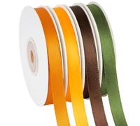 G2PLUS 4PCS Ruban Satin,10mm x 22m Ruban Cadeau Jaune Orange Brun Vert | Ruban Tissu pour Mariage,Bricolage Couture,Noël,Avènement,Décoration d'Automne,Bouquets,Emballages Créatifs