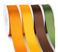 G2PLUS 4PCS Ruban Satin,25mm x 22m Ruban Cadeau Jaune Orange Brun Vert | Ruban Tissu pour Mariage,Bricolage Couture,Noël,Avènement,Décoration d'Automne,Bouquets,Emballages Créatifs