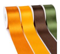 G2PLUS 4PCS Ruban Satin,40mm x 22m Ruban Cadeau Jaune Orange Brun Vert | Ruban Tissu pour Mariage,Bricolage Couture,Noël,Avènement,Décoration d'Automne,Bouquets,Emballages Créatifs